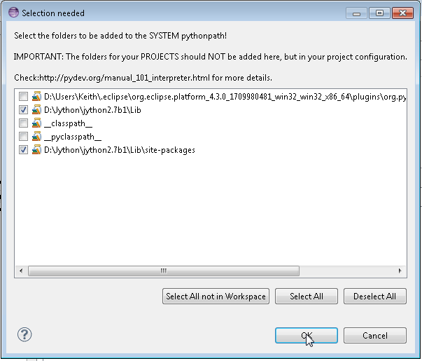 Jython package selection